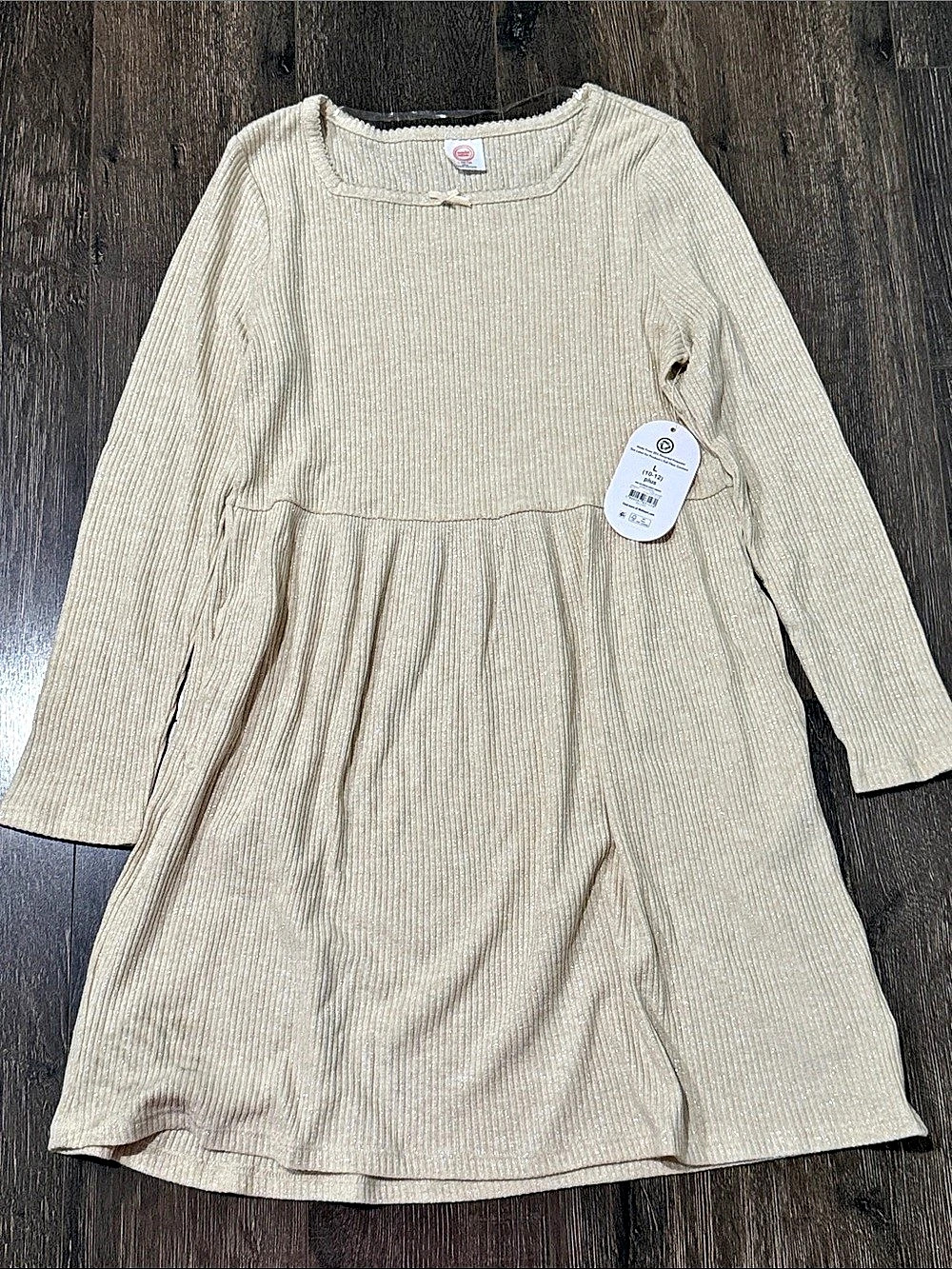 Tea Collection Girls Beige Long Sleeve Dress NWT
